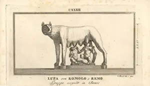 Statue of Romolus and Remus being suckled by a wolf
