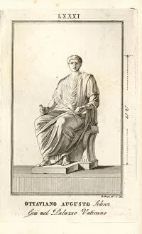 Statue of a seated Roman Emperor Augustus, Ottaviano Augusto