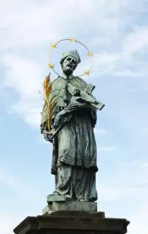 Czech Prints: Statue of St. John of Nepomuk (1345-1393). Copy. Prague. Cz