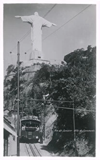 Janeiro Gallery: Statue and train, Corcovado, Rio de Janeiro, Brazil