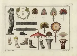 Robertvonspalart Prints: Statue of Venus, Roman bracelets, fans, shoes