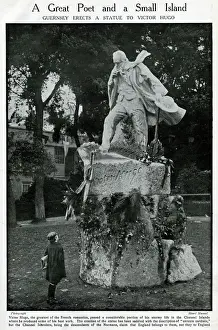 Hugo Prints: Statue of Victor Hugo, French novelist, Guernsey
