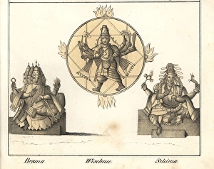 Statues of Hindu gods Brahma, Vishnu and Shiva Statues of Hindu gods Brahma, Vishnu and Shiva