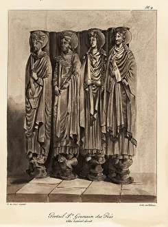 Bossange Prints: Statues of the Merovingian princes in the Abbey of St. Germain d