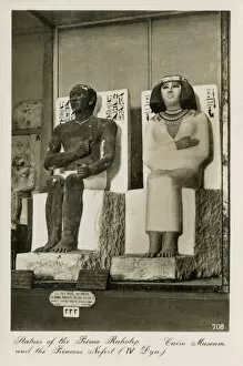 Images Dated 26th August 2016: Statues of Prince Rahotep and Princess Nofret, Cairo Museum