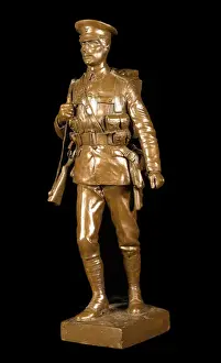Statuette of British soldier in marching order, WW1
