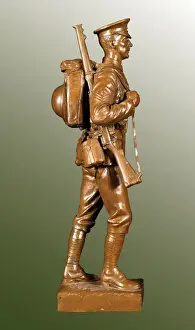 Statuette of British soldier in marching order, WW1