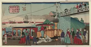 Rail Road Prints: Steam engine of the iron railroad at Takanawa