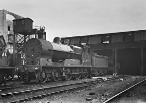 Steam engine on a railway track