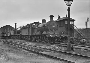 Steam engine on a railway track