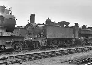 Steam engine on a railway track