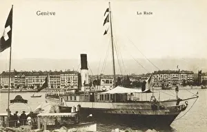 Quai Prints: Steam ferry on Lac Leman, Geneva