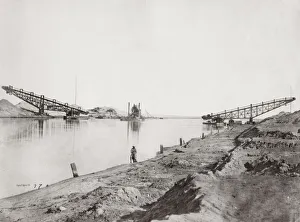 Crane Prints: Steam power dredgers on the Suez Canal