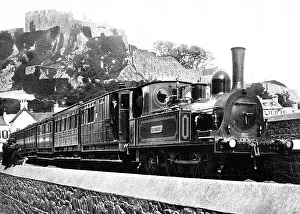 Orgueil Prints: Steam railway, Mount Orgueil Castle, Jersey, Channel Islands