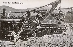 Panama Prints: Steam shovel at Santa Cruz, Panama Canal construction