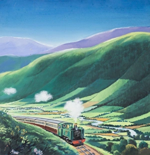 Images Dated 3rd May 2016: Steam train chugging through a rural landscape
