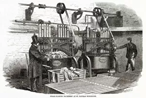 Pancras Collection: Steam-washing machinery at St. Pancras Workhouse