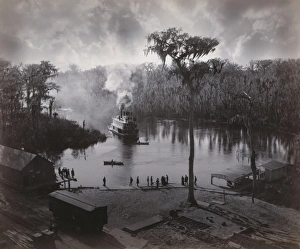Steam Boat Gallery: Steamboat approaching dock, view from the Morgan house, Silv