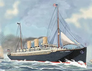 Navigating Collection: Steamboat Furst Bismarck. Engraving. 19th century