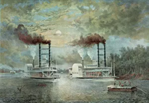 Diana Gallery: A steamboat race on the Mississippi, (between the Baltic & D
