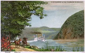 Ferries Prints: Steamer on Hudson River Highlands, New York State, USA