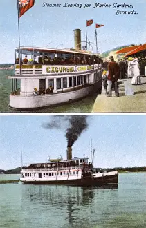 Bermudian Prints: Steamer leaving for Marine Gardens, Bermuda