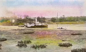 Wight Gallery: Steamer Solent leaving Lymington Pier for Isle of Wight