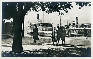 Zurich Prints: Steamers at Burkliplatz, Zurich, Switzerland