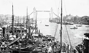Steamers moored on the Thames, London