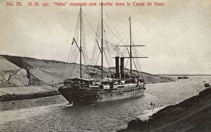 Navigating Collection: Steamship Nera navigating a curve in the Suez Canal, Egypt