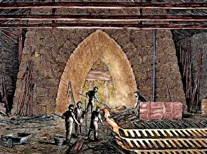Steel Industry. 19th century. Oven. Colored engraving, 1874