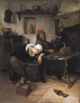 Hermitage Prints: Steen, Jan (1626-1679). Idlers. 1660. Dutch school