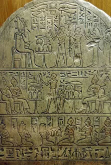 Sculpted Gallery: Stele depicting offerers. Egypt