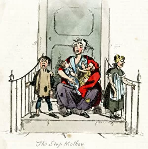 Images Dated 31st March 2020: The Step Mother - 19th century comic cartoon
