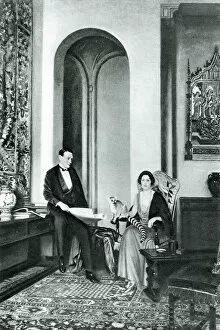 Taylor Collection: The Stephen Courtaulds and their pet Lemur