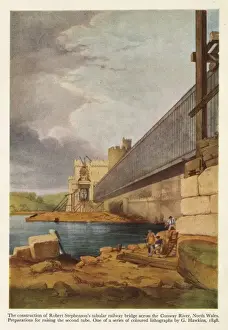 Stephensons Prints: Stephensons Railway bridge across the Conway River