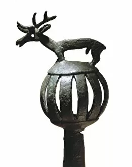 Ottomans Gallery: Stick handle with figure of a stag 7th BC. Bronze