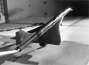 Concorde Prints: Sting-mounted Concorde model in a wind tunnel