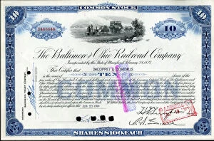 Stock Share Certificate - Baltimore and Ohio Railroad Compan
