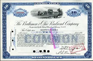 Share Prints: Stock Share Certificate - Baltimore and Ohio Railroad Compan