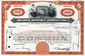 Share Prints: Stock Share Certificate - Belding Hemingway Company Inc