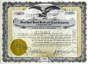 Share Prints: Stock Share Certificate - First Gulf Beach Bank and Trust Co