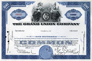 Shares Collection: Stock Share Certificate - The Grand Union Company