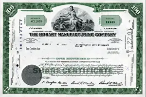 Share Prints: Stock Share Certificate - Hobart Manufacturing Company