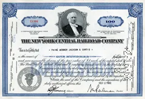 Share Prints: Stock Share Certificate - New York Central Railroad Company