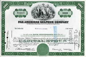 Images Dated 27th April 2018: Stock Share Certificate - Pan American Sulphur Company