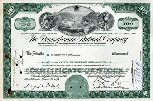 Finance Prints: Stock Share Certificate - Pennsylvania Railroad Company
