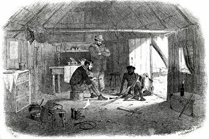 Gill Collection: Stockman's hut in Australia with aboriginal man