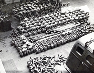 Images Dated 3rd October 2011: Stocks of fire brigade hose fittings, LFB HQ workshops
