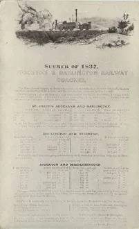 Stockton and Darlington 1837 Railway Timetable - The Rocket